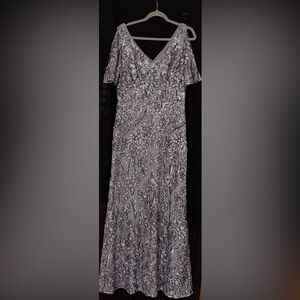 Silver Floral Sequin Dress